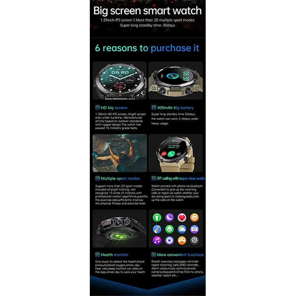 Smartwatch Bakeey K76 Pro – Black