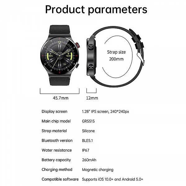 Smartwatch Microwear QW33 - Black Steel