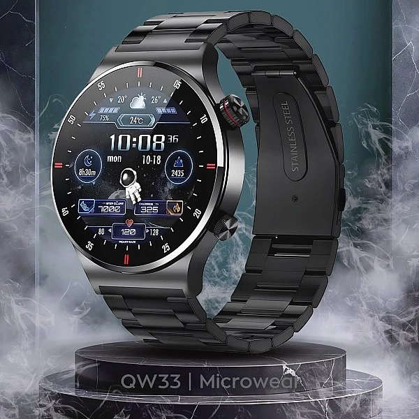 Smartwatch Microwear QW33 - Black Steel