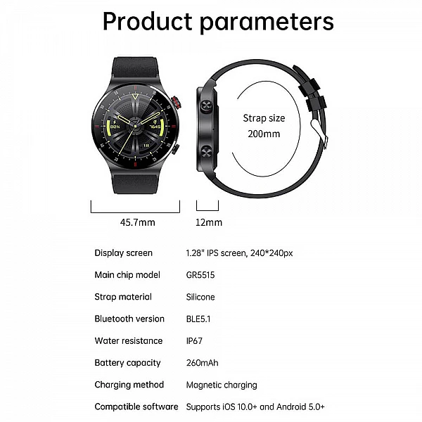 Smartwatch Microwear QW33 - Black Steel Smartwatch Microwear QW33 - Black Steel
