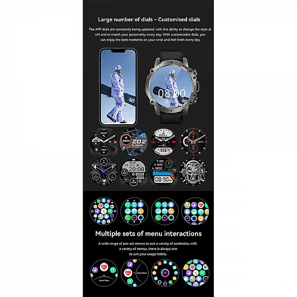 Smartwatch Microwear AK56 400 mAh – Steel Black