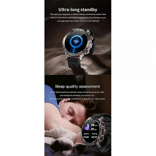 Smartwatch Microwear AK56 400 mAh – Steel Black