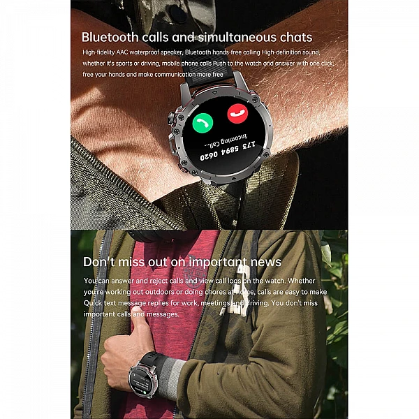 Smartwatch Microwear AK56 400 mAh – Steel Black