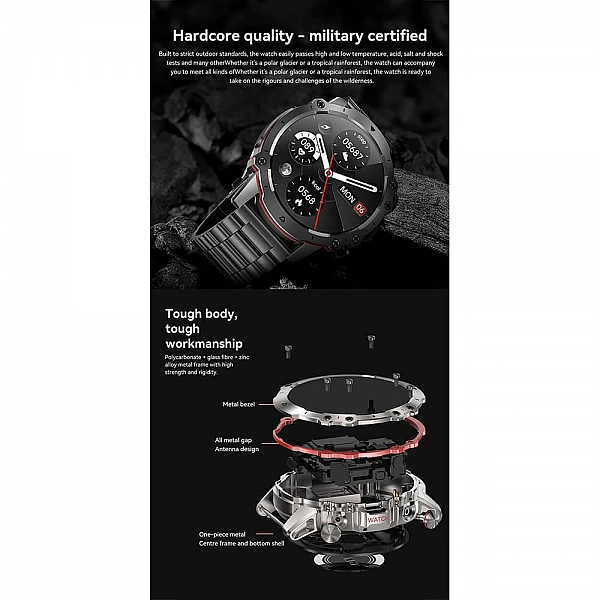 Smartwatch Microwear AK56 400 mAh – Steel Black