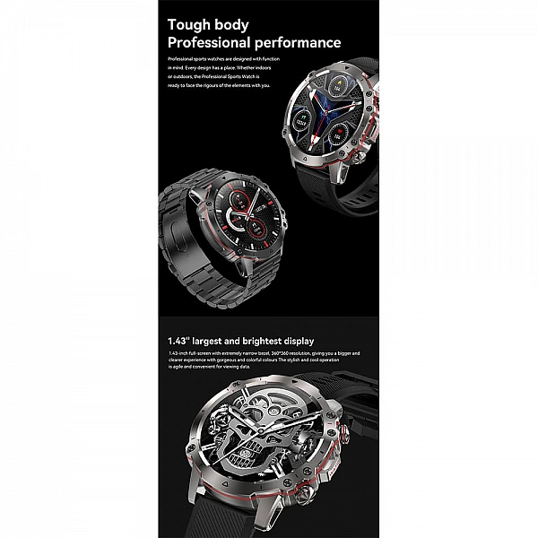 Smartwatch Microwear AK56 400 mAh – Steel Black
