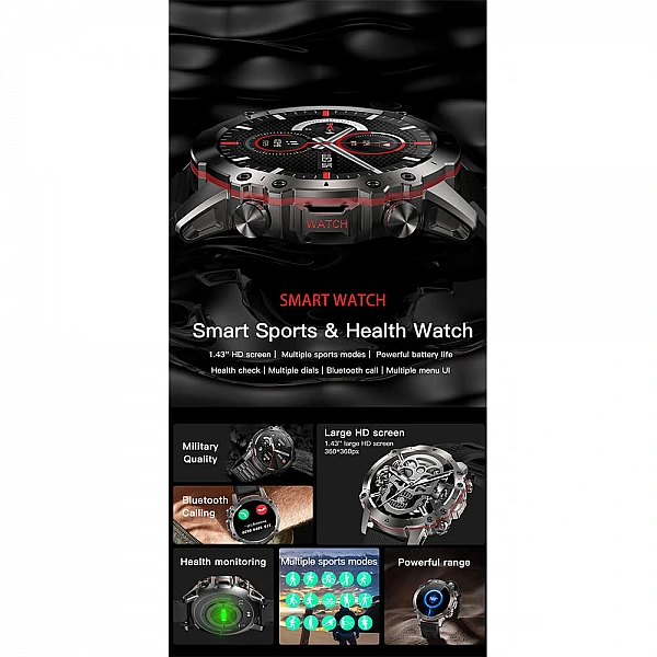 Smartwatch Microwear AK56 400 mAh – Steel Black