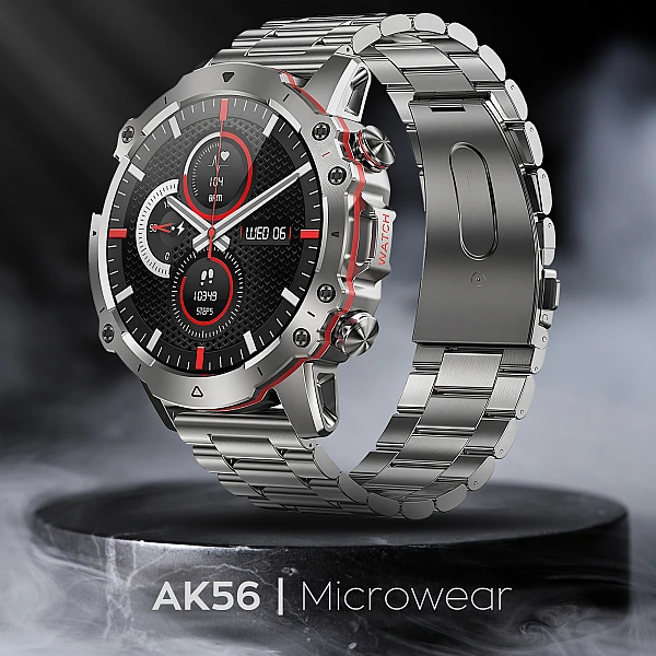 Smartwatch Microwear AK56 400mAh - Silver Steel Smartwatch Microwear AK56 400mAh - Silver Steel