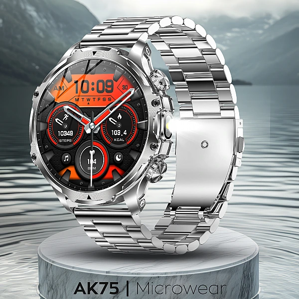 Smartwatch Microwear AK75 700mAh - Silver Steel Smartwatch Microwear AK75 700mAh - Silver Steel