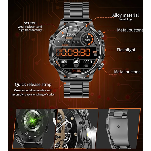 Smartwatch Microwear AK75 700 mAh – Black Steel