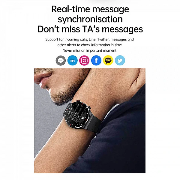 Smartwatch Microwear QW33 - Black Steel