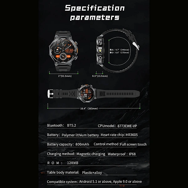 Smartwatch Microwear AK82 - Black Steel Smartwatch Microwear AK82 - Black Steel
