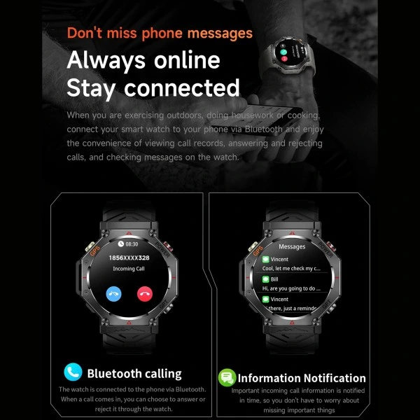 Smartwatch Microwear KC91 – Black Camo Silicone