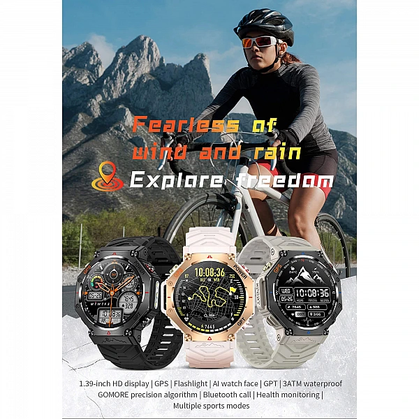 Smartwatch Microwear KC91 - Black Camo Silicone