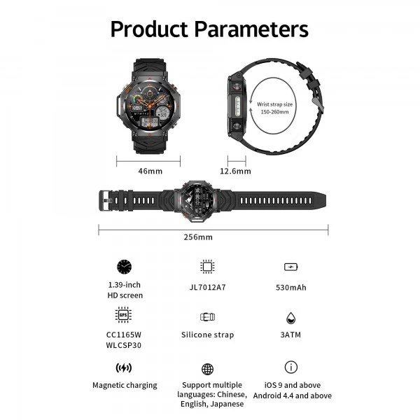 Smartwatch Microwear KC91 – Black Camo Silicone