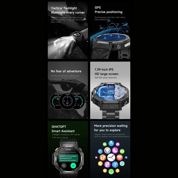 Smartwatch Microwear KC91 – Black Camo Silicone