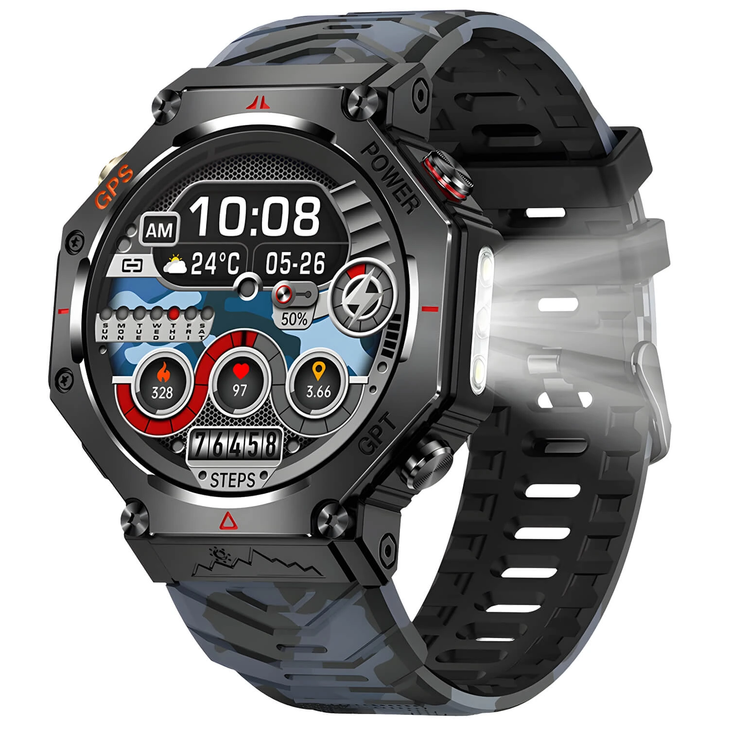 Smartwatch Microwear KC91 – Black Camo Silicone