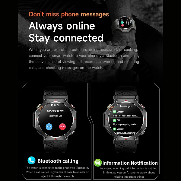 Smartwatch Microwear KC91 – Black Silicone Smartwatch Microwear KC91 – Black Silicone