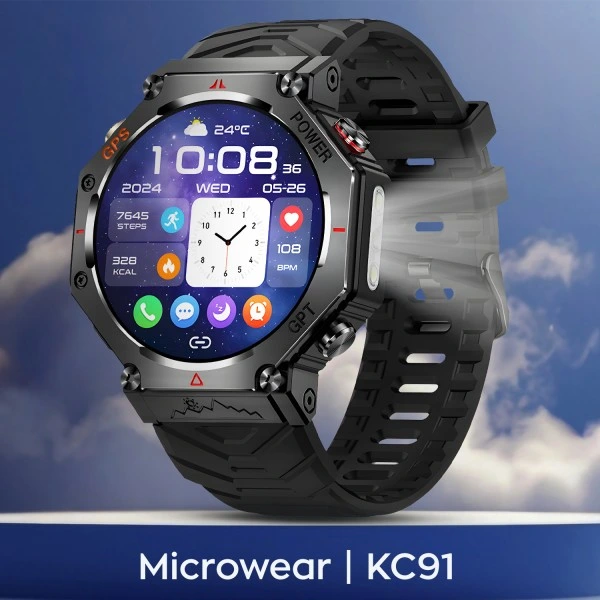 Smartwatch Microwear KC91 – Black Silicone Smartwatch Microwear KC91 – Black Silicone