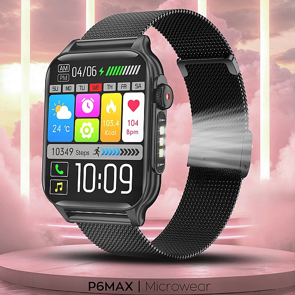 Smartwatch Microwear P6 Max – Black Steel Smartwatch Microwear P6 Max – Black Steel