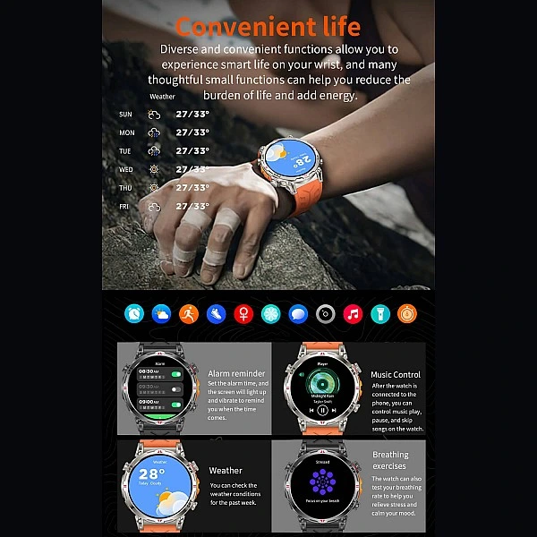 Smartwatch Microwear KC93 – Black Silicone