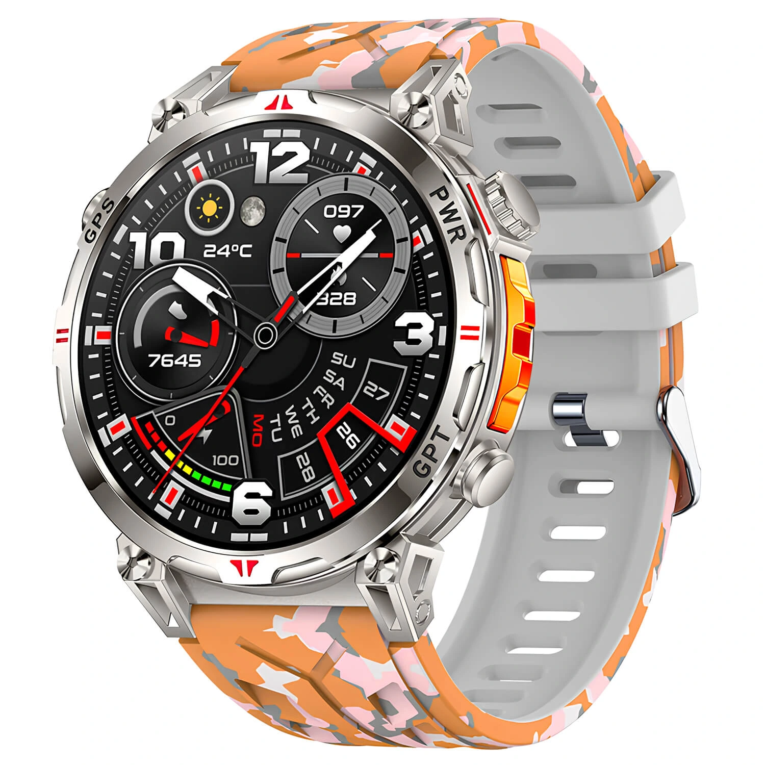 Smartwatch Microwear KC93 – Orange Camo Silicone