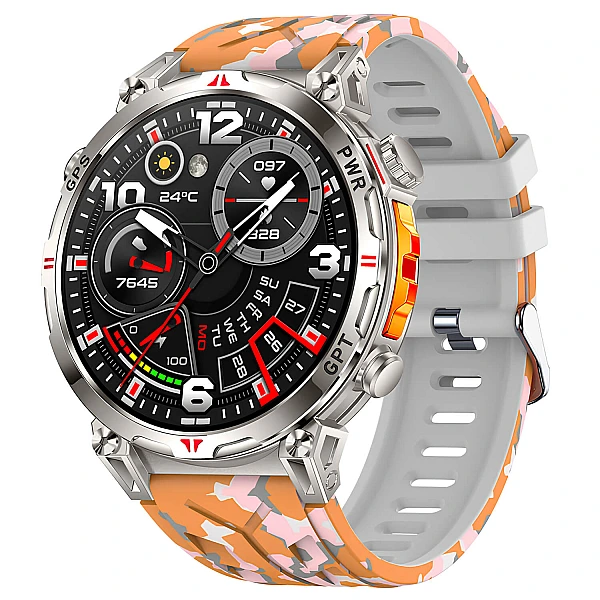 Smartwatch Microwear KC93 – Orange Camo Silicone