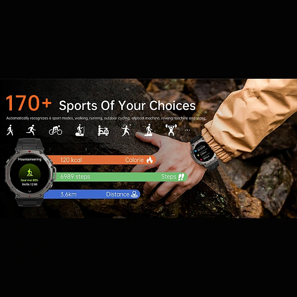 Smartwatch Microwear DM58 GPS – Black Silicone