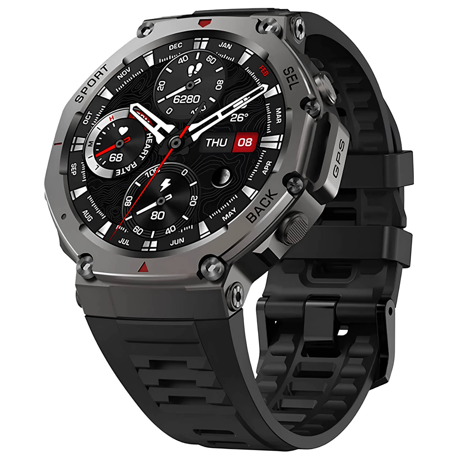 Smartwatch Microwear DM58 GPS – Black Silicone