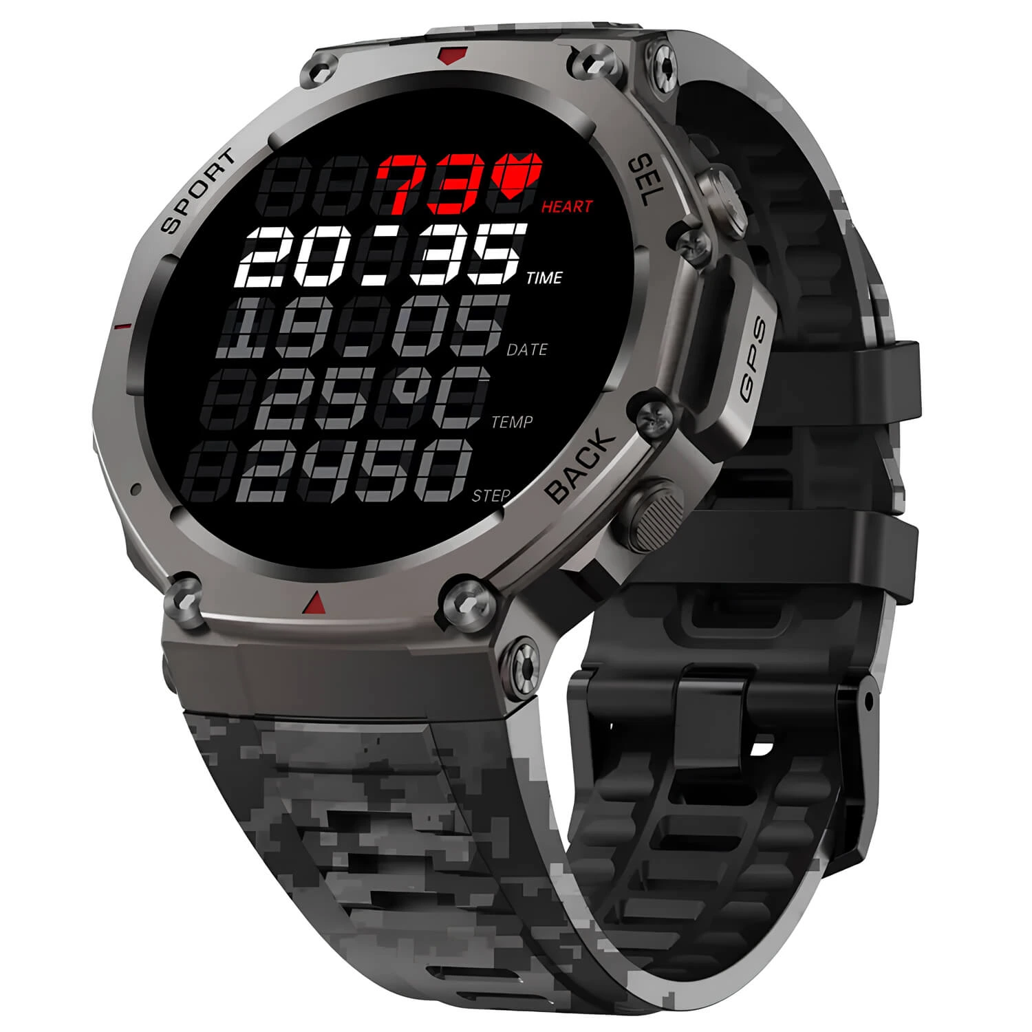Smartwatch Microwear DM58 GPS - Black Camo Silicone