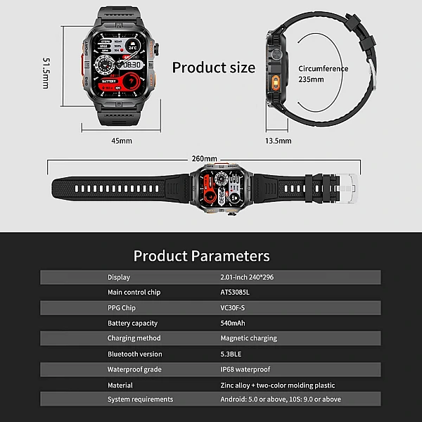 Smartwatch Microwear GTH3 – Black Smartwatch Microwear GTH3 – Black