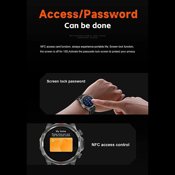 Smartwatch Microwear DK68 - Black Leather Smartwatch Microwear DK68 - Black Leather