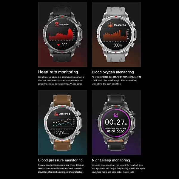 Smartwatch Microwear DK68 - Black Leather Smartwatch Microwear DK68 - Black Leather