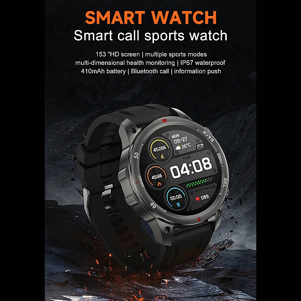 Smartwatch Microwear DK68 - Black Leather Smartwatch Microwear DK68 - Black Leather