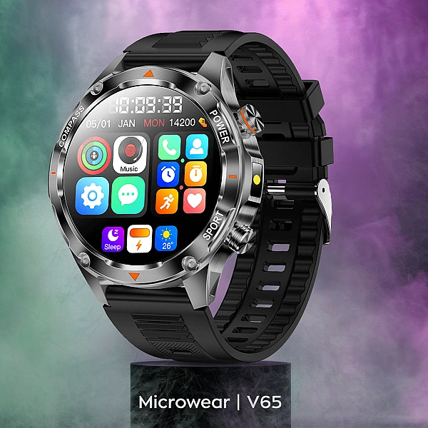 Smartwatch Microwear V65 - Black Silicone Smartwatch Microwear V65 - Black Silicone