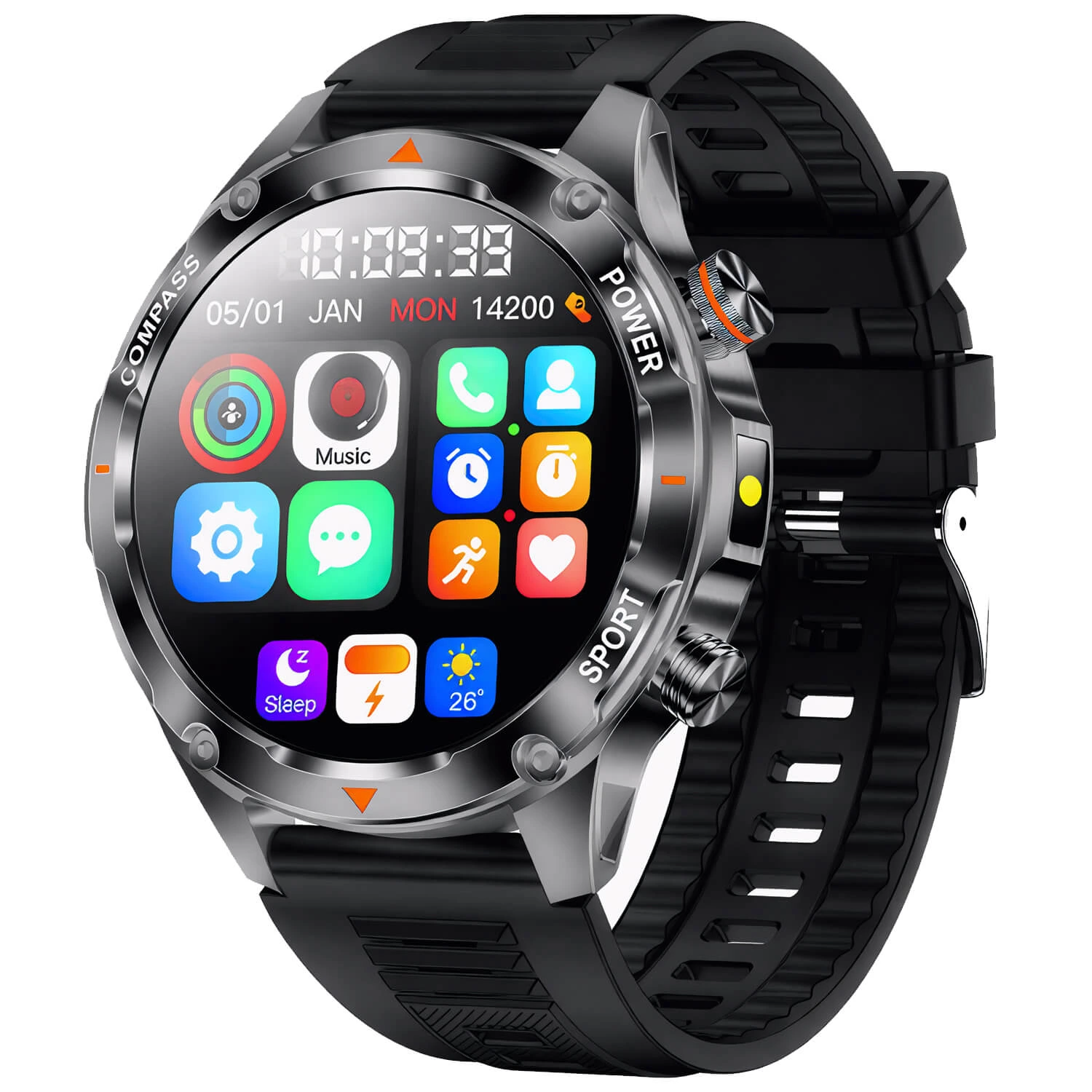 Smartwatch Microwear V65 - Black Silicone Smartwatch Microwear V65 - Black Silicone