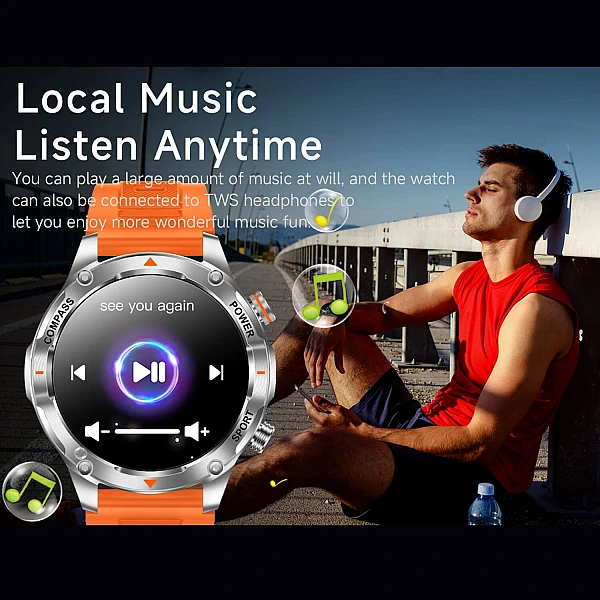 Smartwatch Microwear V65 - Orange Silicone Smartwatch Microwear V65 - Orange Silicone