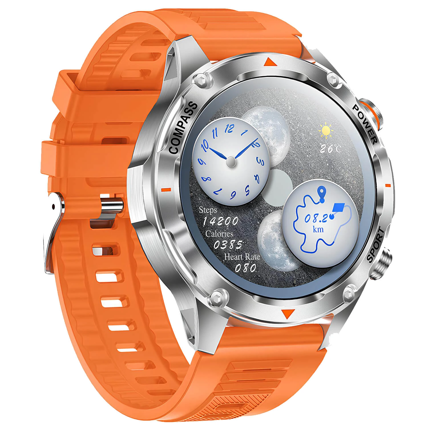 Smartwatch Microwear V65 - Orange Silicone Smartwatch Microwear V65 - Orange Silicone