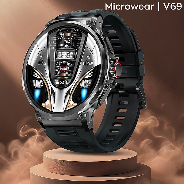 Smartwatch Microwear V69 - Black Silicone Smartwatch Microwear V69 - Black Silicone