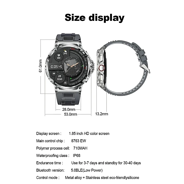 Smartwatch Microwear V69 - Grey Silicone Smartwatch Microwear V69 - Grey Silicone