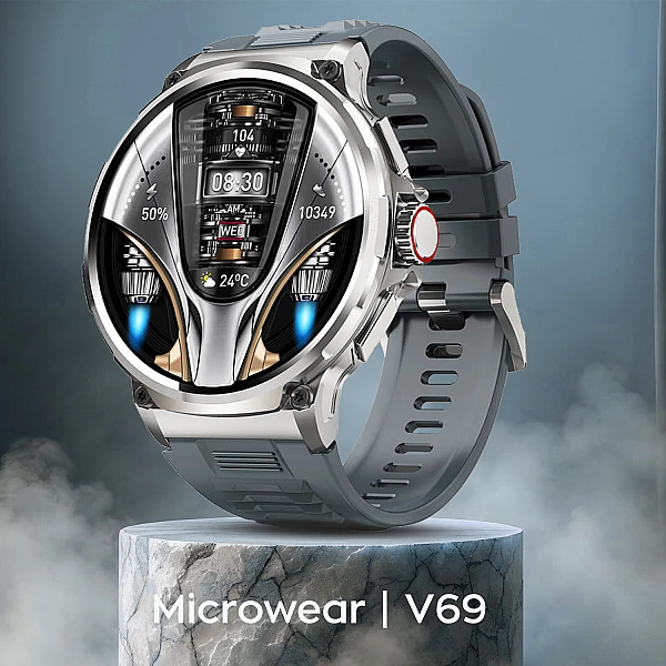Smartwatch Microwear V69 - Grey Silicone Smartwatch Microwear V69 - Grey Silicone