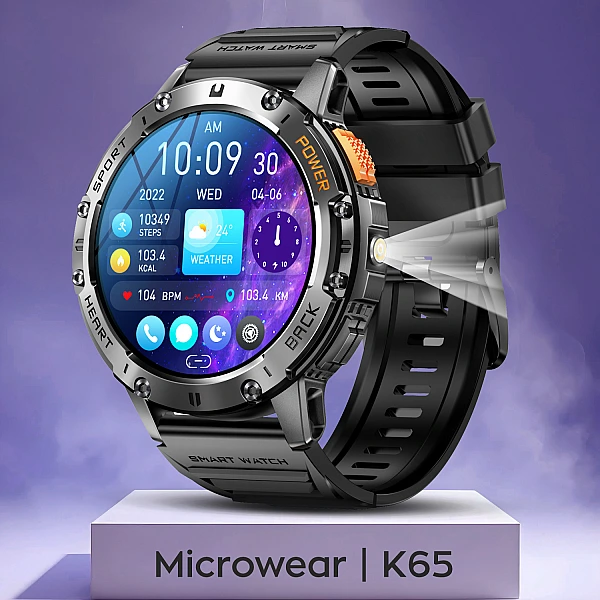 Smartwatch Microwear K65 – Black Silicone Smartwatch Microwear K65 – Black Silicone