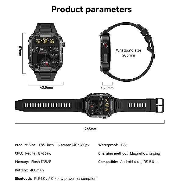 Smartwatch Sanvnet MK66 – Khaki Silicone