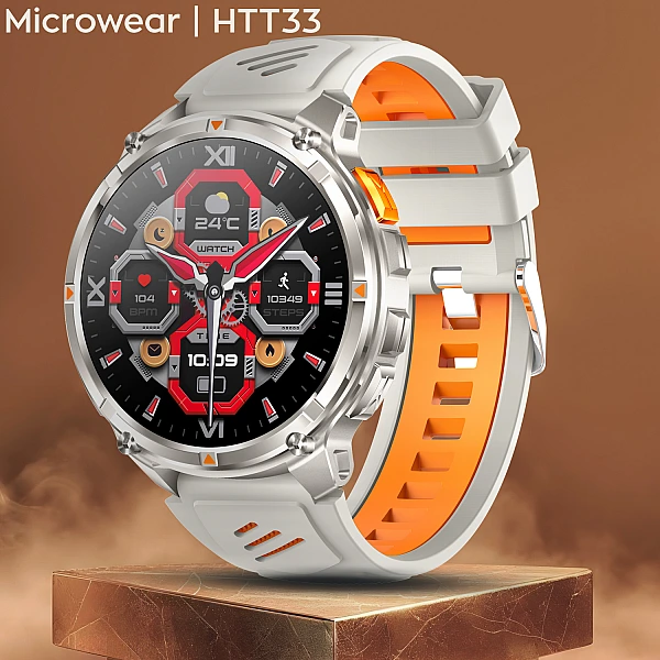 Smartwatch Microwear HT33 – Grey & Orange Silicone