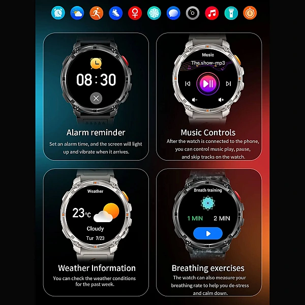 Smartwatch Microwear HT33 – Grey & Orange Silicone