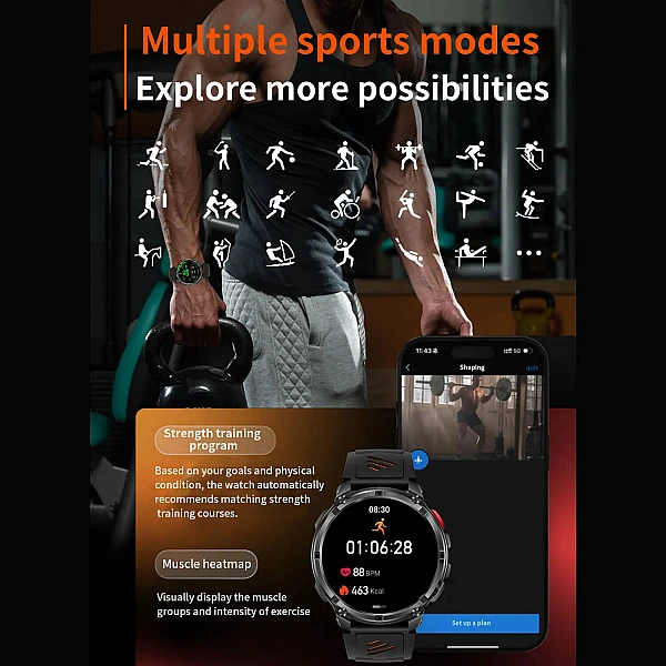 Smartwatch Microwear HT33 – Grey & Orange Silicone