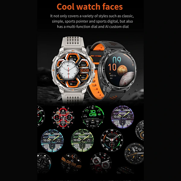 Smartwatch Microwear HT33 – Grey & Orange Silicone