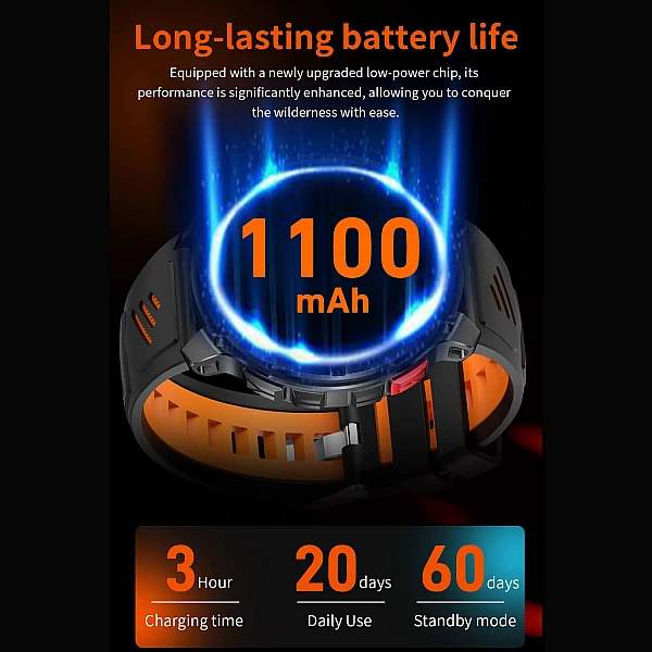 Smartwatch Microwear HT33 – Grey & Orange Silicone