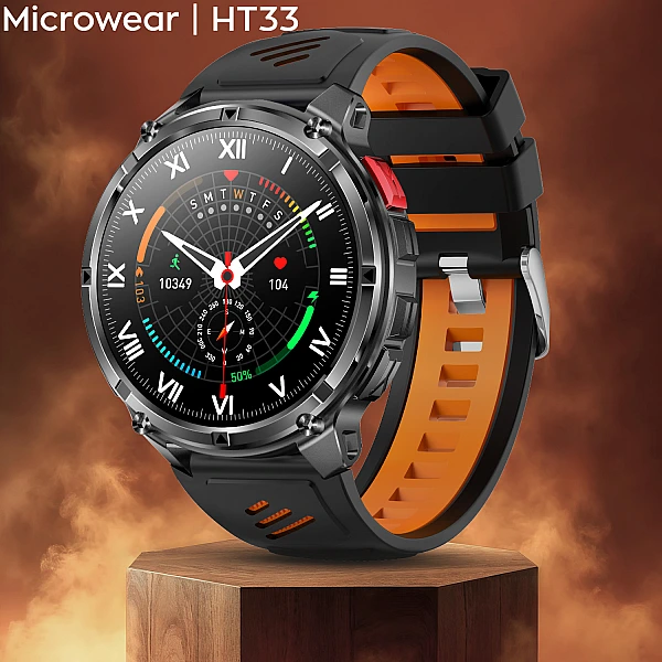 Smartwatch Microwear HT33- Black & Orange Silicone