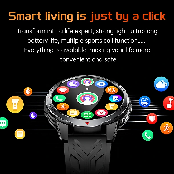 Smartwatch Microwear KT88 - Black Silicone Smartwatch Microwear KT88 - Black Silicone