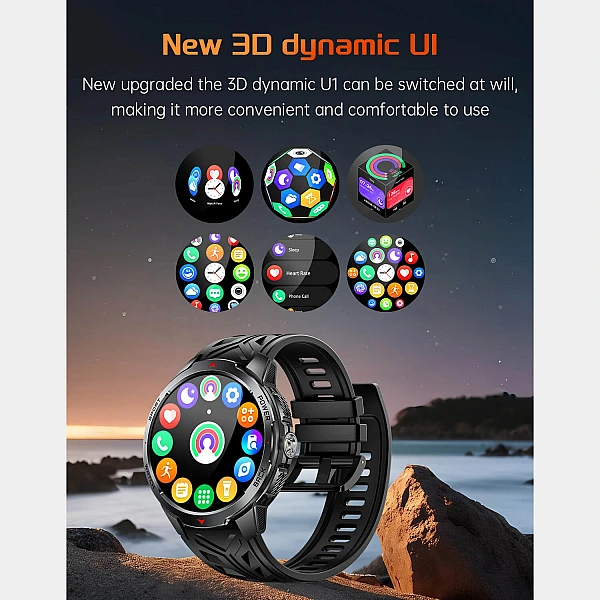 Smartwatch Microwear KT88 - Black Silicone Smartwatch Microwear KT88 - Black Silicone